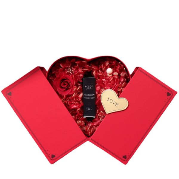 Cartão corrugado Custom Dia dos Namorados Caixas de luxo em forma de coração para embalagens de rosas