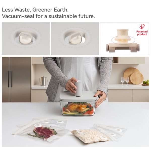 oxidation prevention borosilicate glass food storage containers with vacuum pump for Smart Kitchenware & Home Appliance Brands