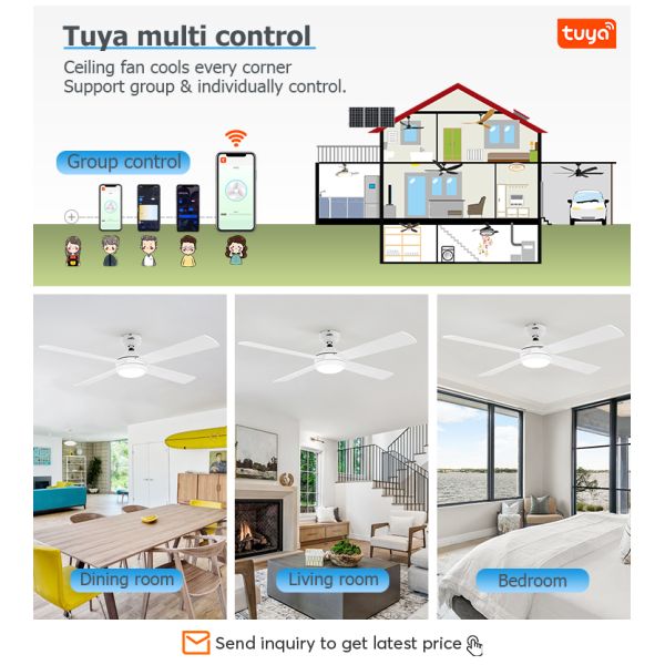 Modern Design Home Office LED Ventilador de teto com lâminas de MDF e luz de controle remoto ODM