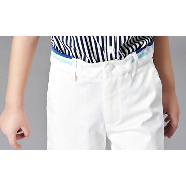 Striped Short Sleeve Bow Tie Kids' Clothes British Student Baby Shirt Shorts Set