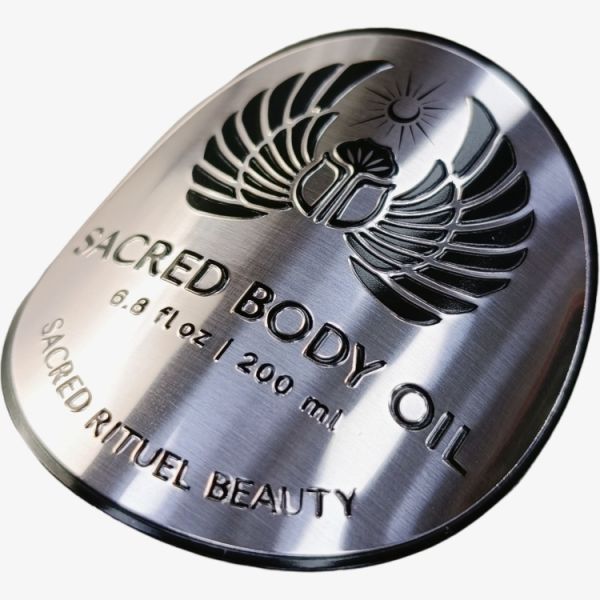 Customized Metal Logo Label Gold / Rose Gold Embossed Metal Label