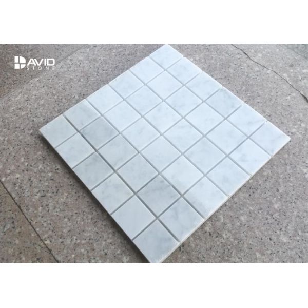 36 Pcs Square Mosaic Tile Sheets Carrara Marble For Bathroom / Shower / Kitchen