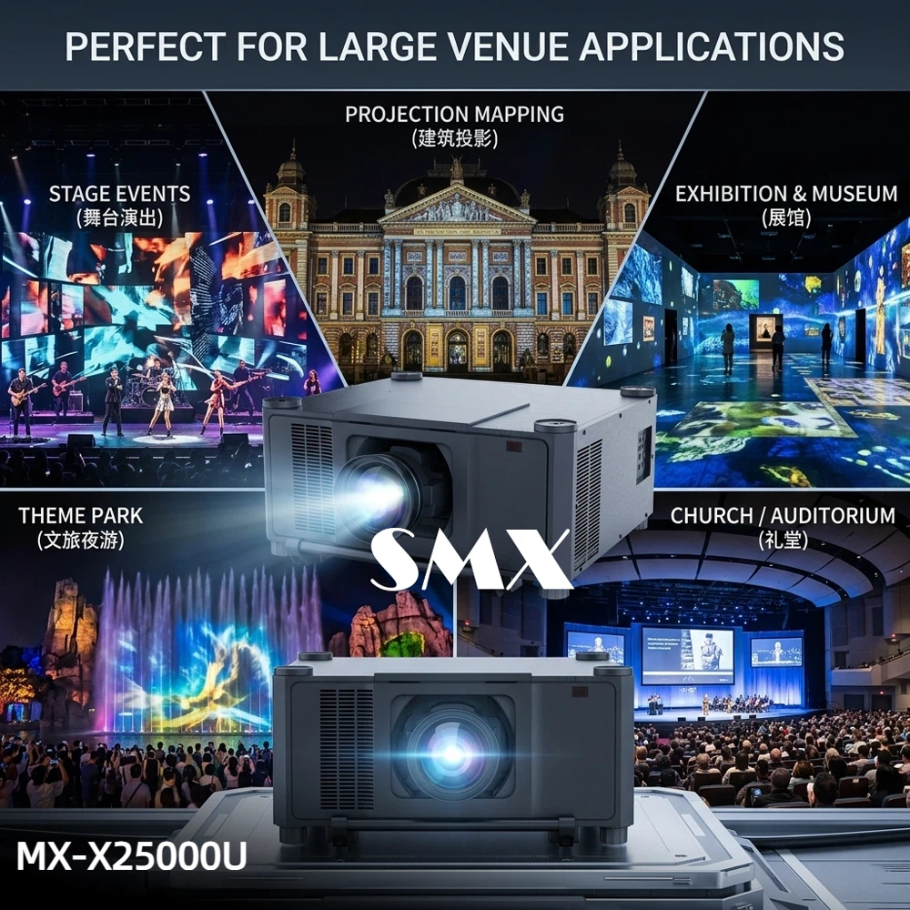 25000 Lumens WUXGA 3LCD Dual Color Laser Projector 3D Mapping Large Venue Display