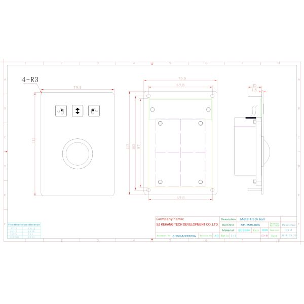 Мышь трекбола доказательства пыли порта УСБ загерметизированная промышленная, указывающее устройство трекбола нержавеющей стали