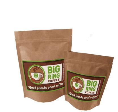 Resealable Stand Up Plastic laminated kraft food paper bag with zipper for cookies/coffee/chocolate/tea/chips