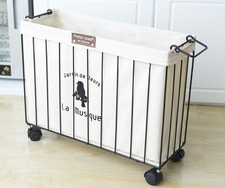 Iron Dirty Clothes Basket North Europe Simple Toy Book Sundry Basket With Wheel Sewing Storage Basket