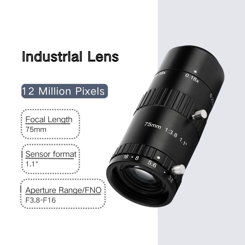 12MP 75mm 1.1" F3.8 C-Mount Machine Vision Lens