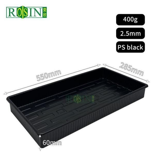 Plateaux de culture de graines à la serre en noir dur rectangulaire plat Plateau de démarrage de semences en serre avec trous