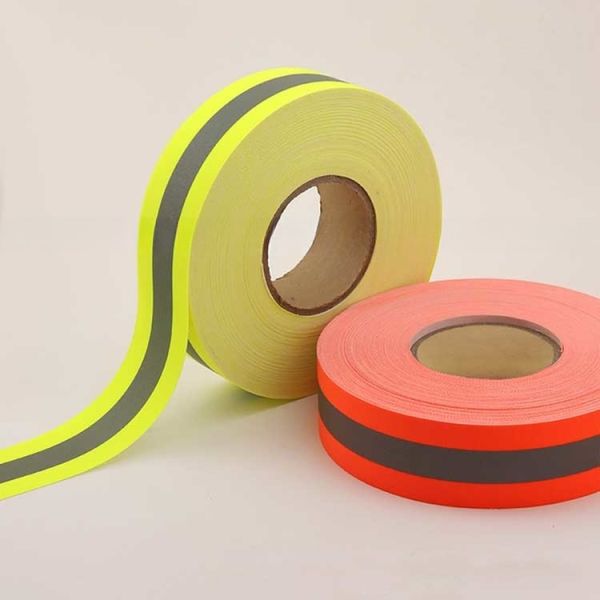 Reflective Tape with Silver Rim Permanent Sew On 2 Inch Fire Retardant Yellow 400 CPL