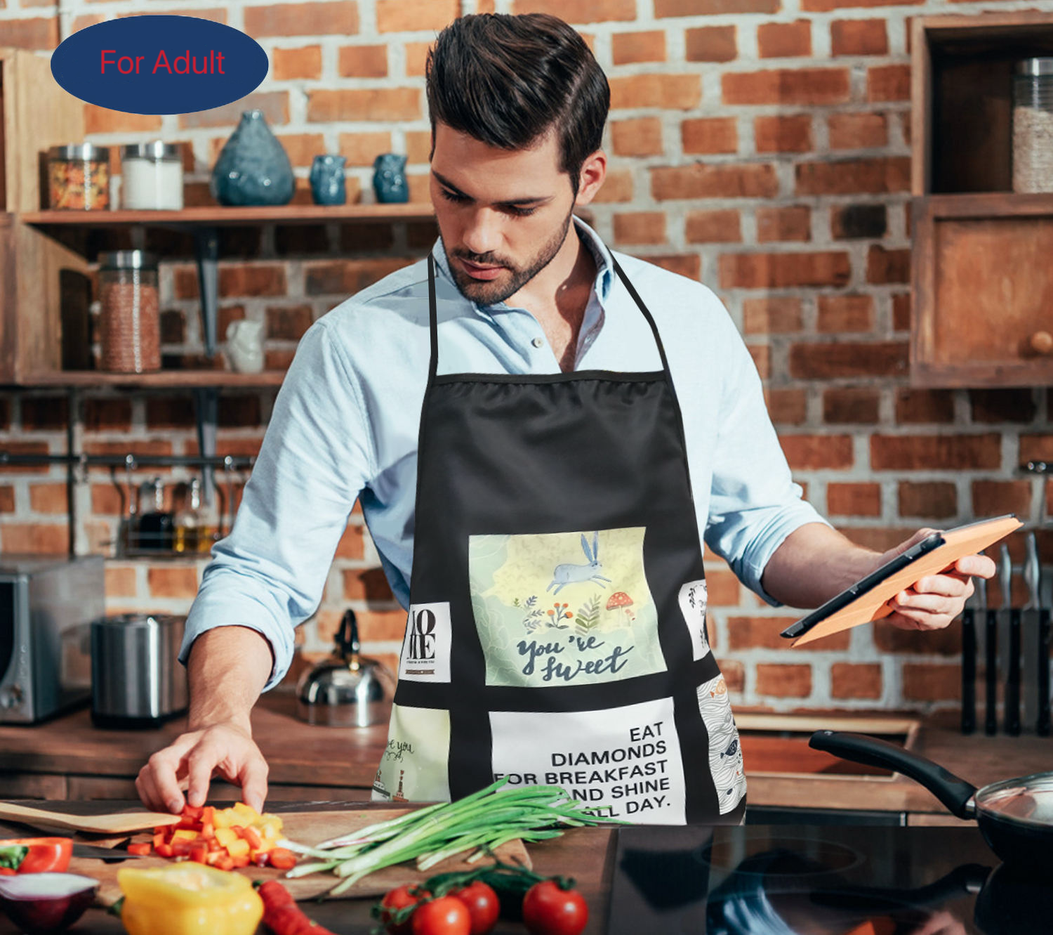 72*65cm Black Polyester Sublimation Apron Blanks For Kids And Adult