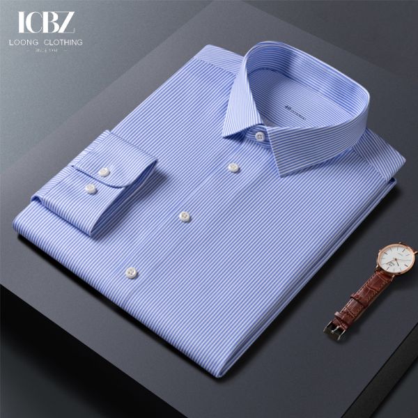 LCBZ на заказ вышитые мужские рубашки без железа белый хлопок длинные рукава деловые наряды