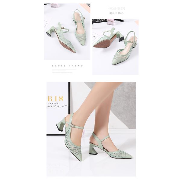Cusp Shape Sheepskin Strappy Mid Heel Sandals