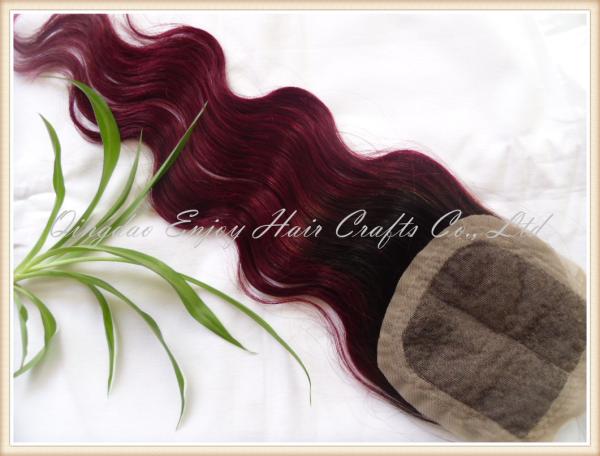 Silk top closure 4''x4'' peruvian virgin hair natural color /99j,body wave 10''-24''