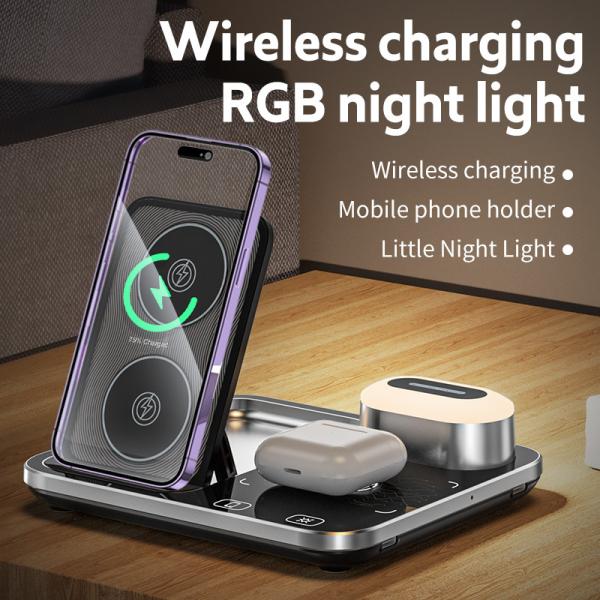 Dimming Fast  Qi Wireless Charger Dock  Stand 15W High Efficiency