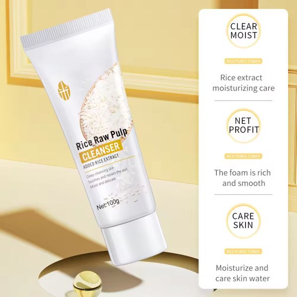 Органический очиститель для лица мягко увлажняет рис, слизистый очиститель для лица очищает поры