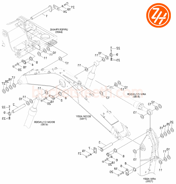 61EM-00111 R220 80mm Excavator Bucket Pins Hyundai Digger Parts