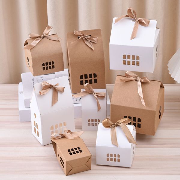 Custom Kraft Paper Gingerbread House Gift Box Holiday Packaging