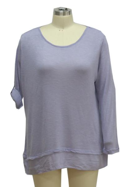 Adjusted Women'S Long Sleeve Crew Neck T Shirts , Lavender Womens Casual T Shirts