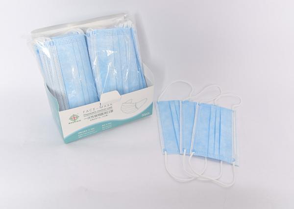 Anti Dust 175*95mm Latex Free 3 Ply Non Woven Face Mask With ISO CE Certification