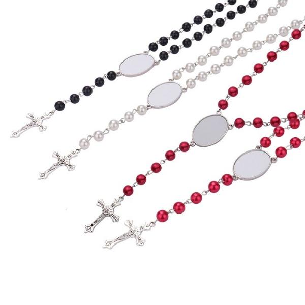 DIY Photo Insert Sublimation Rosary Beads Necklace Custom Rosary Necklace