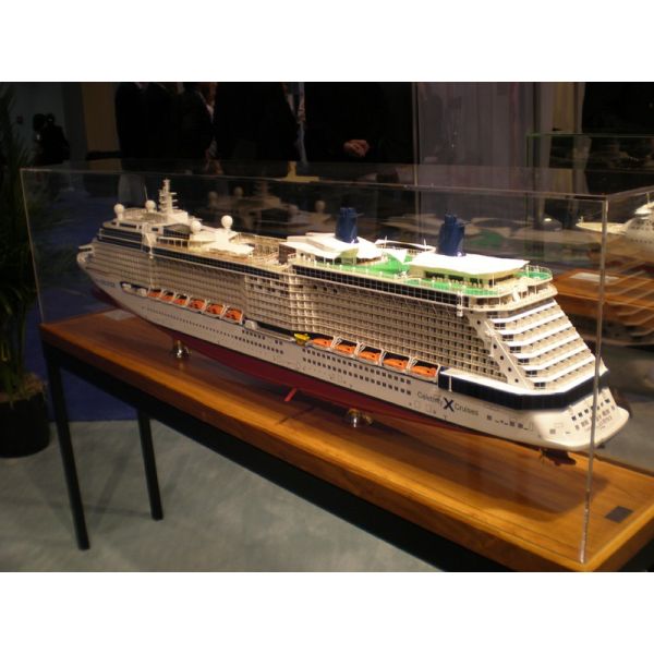 Large Exhibition Wooden Cruise Ship Models , Celebrity Solstice Model With Print Logo