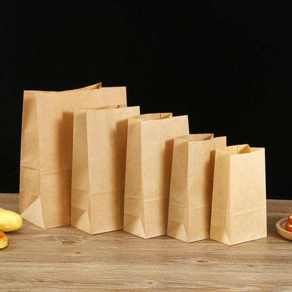 Customized Thickened Kraft Paper Bag For Baking Takeaway Snacks Square Bottom Anti-Oil Storage Bag Coating For Sugar Candy Cake