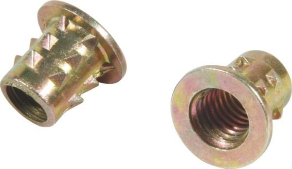 Alloy M4 Insert Nuts Pricky Nut Type With Yellow Zinc Finished Surface