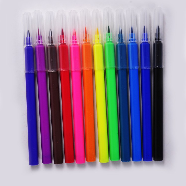 B2C Kids Drawing Color Set 12pcs Wholesale Fibre Tip Watercolor Markers