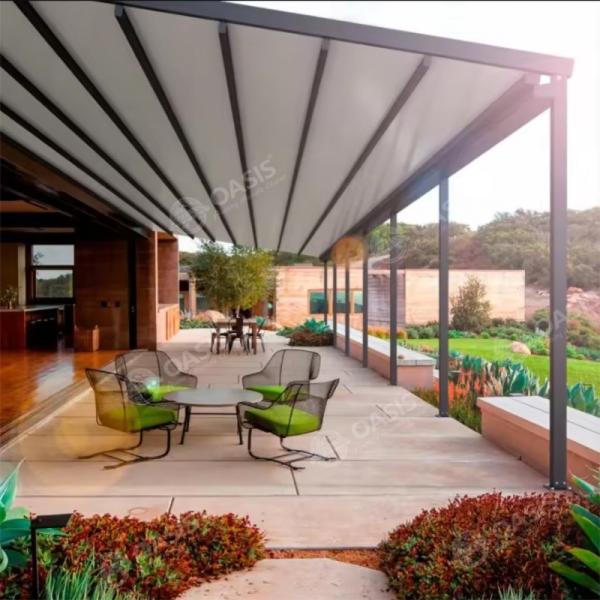 Toit rétractable jardin extérieur Gazebo, Pergola en aluminium avec canopée rétractable