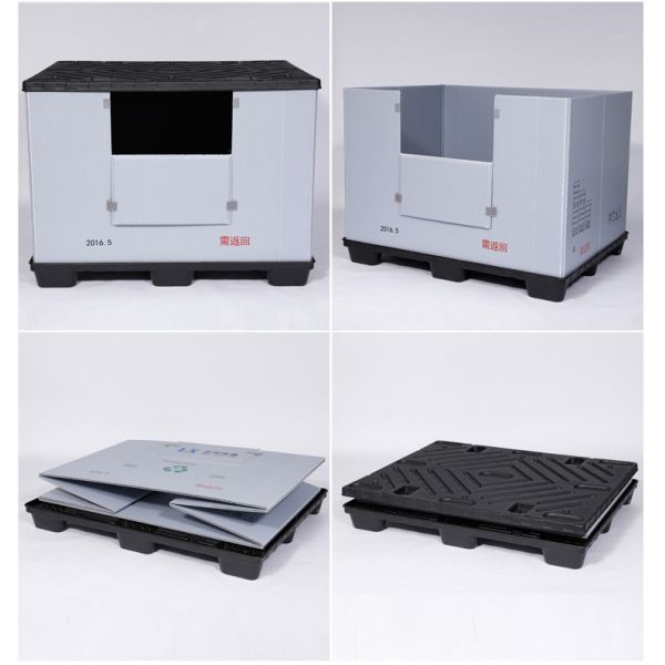 Collapsible Pallet Box for Car Parts Packaging Grey or Blue Colour Options Recyclable