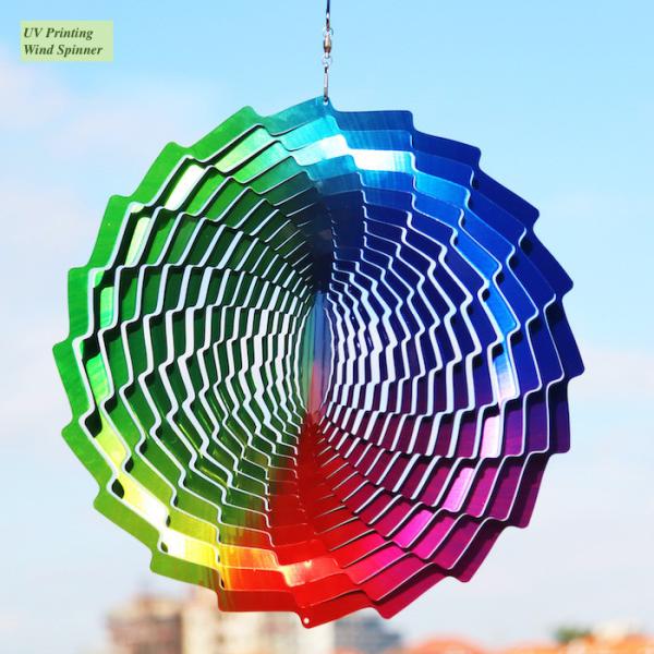 Multi girador de aço impresso UV colorido do vento do jardim 30*30cm