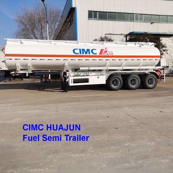 CIMC HUAJUN 3 Axle Diesel Tanker Truck Trailers 30000L-60000L Fuel Tank Semi Trailer