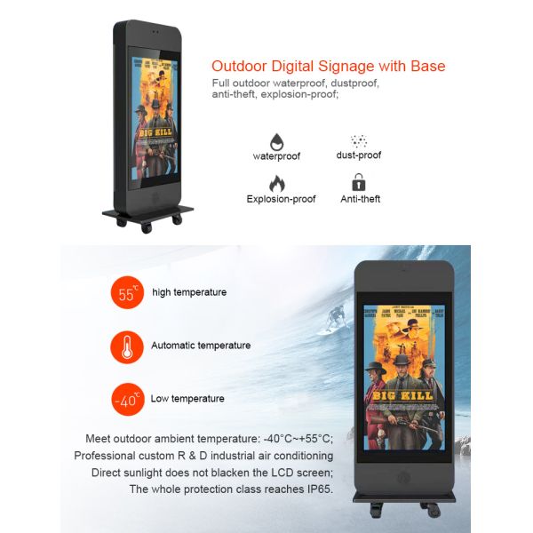 49 Inch LCD Digital Signage , Outdoor Waterproof Standing Advertising Kiosk