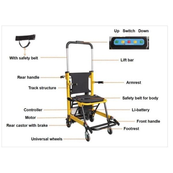 Foldable Electric Stair Climbing Wheelchair For Old People Up And Down Stairs