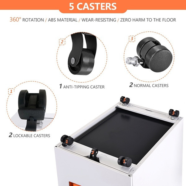 Lockable Steel Mobile Pedestal Cabinet Assembly Structure A4 Files