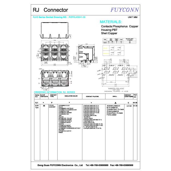 2x3 6 переносит женский соединитель Pin модульного Джек PCB 48 соединителя RJ45