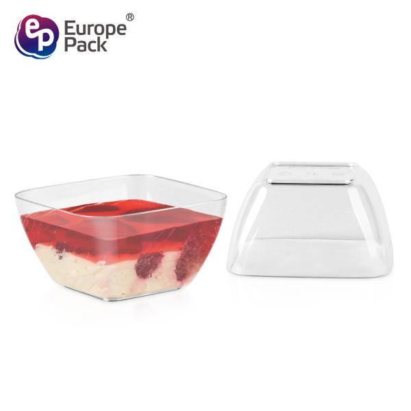 Wholesale Square Plastic Dessert Pudding Cup Disposable Clear Plastic Mini Dessert Cups