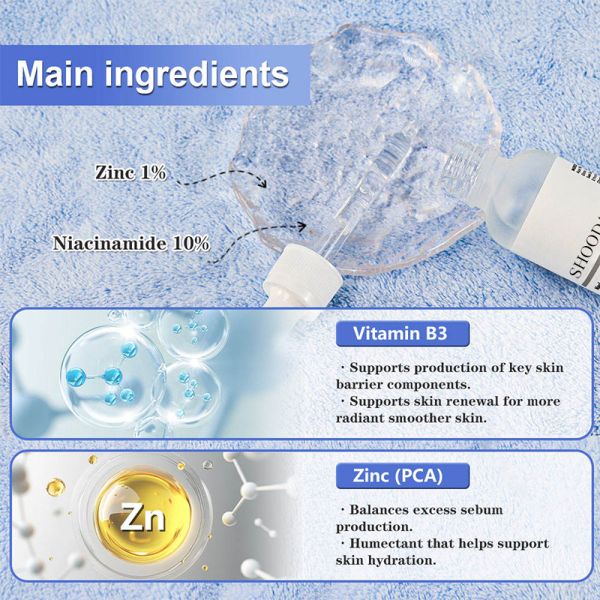 Sérum Visage 10% Niacinamide 1% Zinc, Sérum Visage Correcteur de Taches Sombres, Éclaircissant pour le Visage