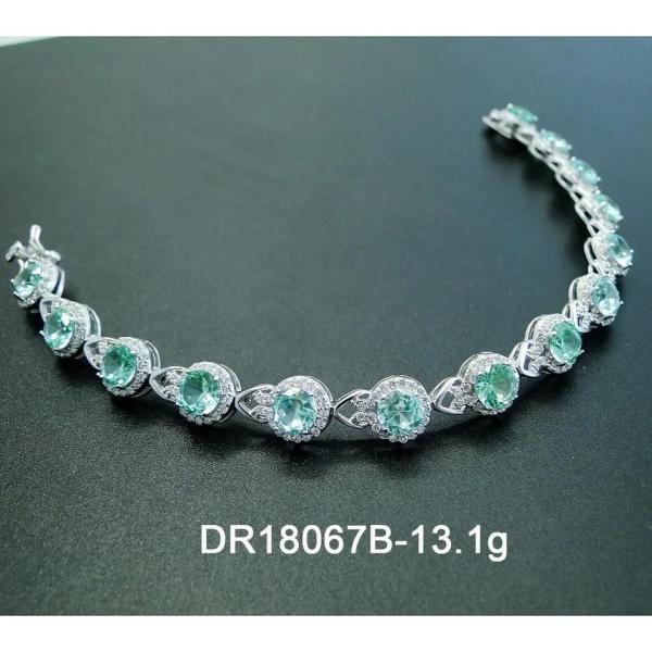 CZ Jewelry 925 Sterling Silver Pear Cut Green Spinel Teardrop Tennis Bracelet