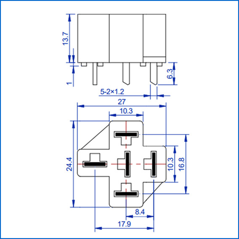 Универсалия держателя PCB 4PIN 5PIN отлила микро- автомобильное гнездо в форму реле 40A с гофрирует терминалы