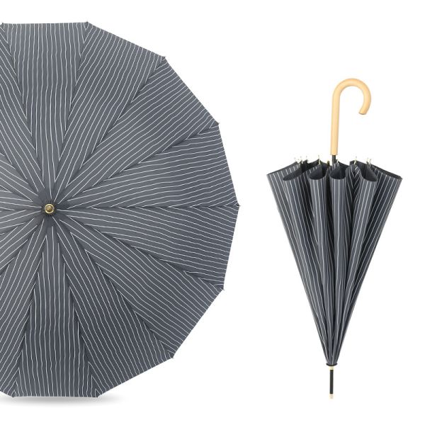 23inch*8k Adults Wooden Hook Umbrella with Simple Minimanist Design and Personalized Print