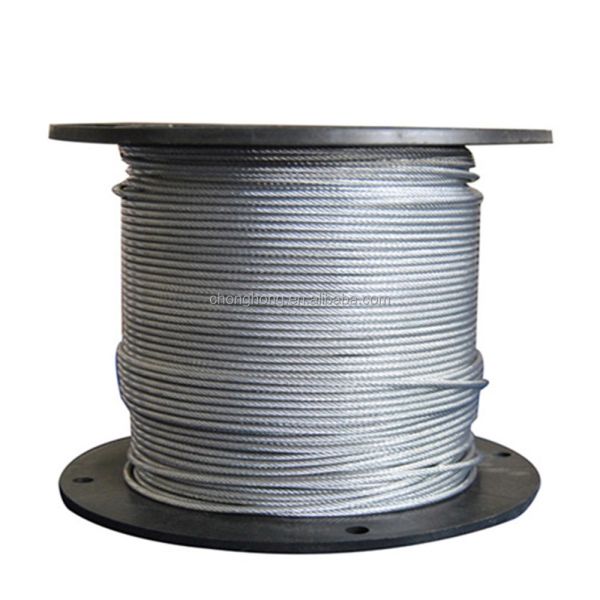 Hot-Dipped Galvanized Aircraft Cable MIL-DTL-83420 2000N/MM2 7x19 Steel Wire Rope 3/32'' reels with 2.000 m/each and Made
