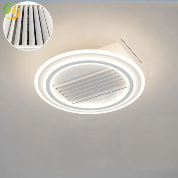 New Style Drum Type White Leafless Fan Lamp Wide Angle Air Supply Silent Living Room Bedroom Ceiling Fan Lamp