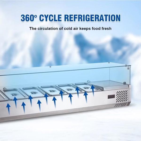 Glass Top Salad Bar Counter Display Used