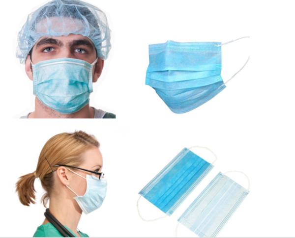 3 Ply PP Non Woven Blue White Disposable Earloop Face Mask Non Medical Use