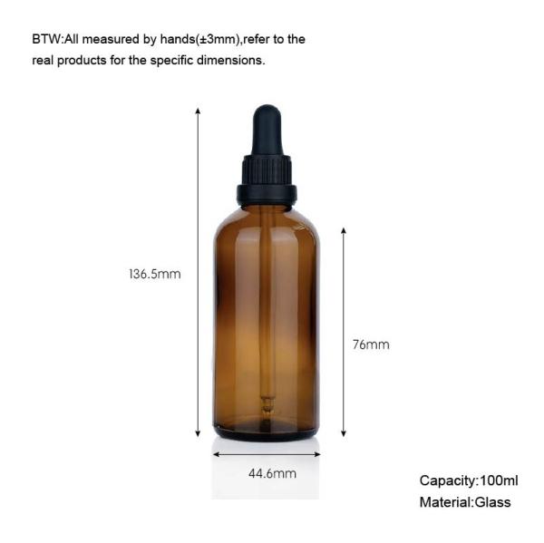 100 ml de frascos de vidro para gotas de cosméticos óleo essencial garrafas de vidro castanho claro