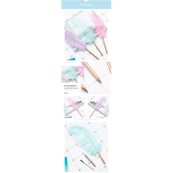 Colorful Feather Ball Point Pen Metal Creative Gift Ballpoint Pens For Office School