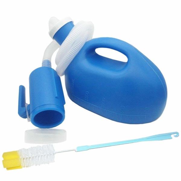 Portable male urinal with lid, Men's urinal,urine bottle,disposable medical urinal 2000ml,Blue, with tube