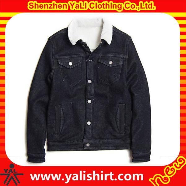 2017 new arrivals men fashion washed winter thermal jackets wholesale mens black denim jacket