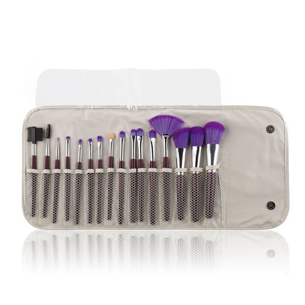 Purple 16pcs Cosmetic Makeup Brush Set Eco Friendly Painting Wood